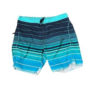 Roundtree & Yorke Swim Trunks Men Large Swimwear Board Short Striped Zip Pockets
